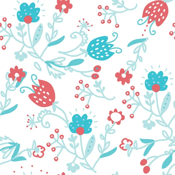 Florales nahtloses Muster für Textilien - schlichtes, niedliches Design — Stockvektor