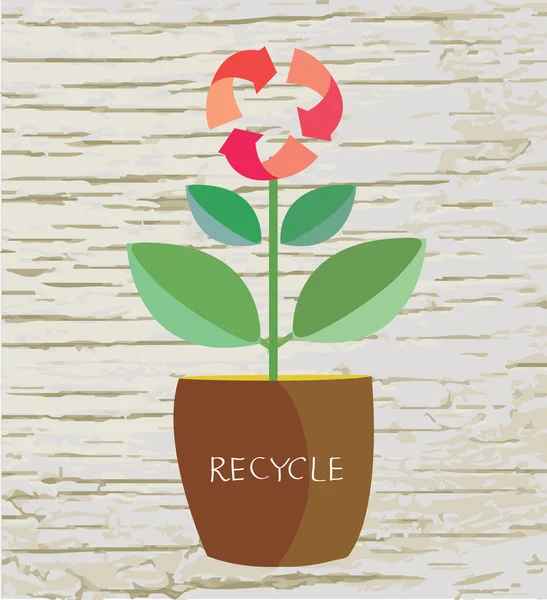 Pojem ekologie znakem květin a recyklaci — Stockový vektor