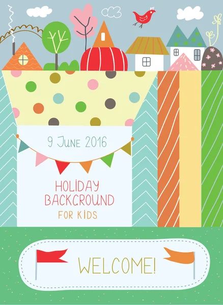 Fond de vacances pour les enfants pour anniversaire ou maternelle poste — Image vectorielle