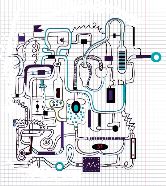 Teknik doodle çizim - vektör arka plan — Stok Vektör