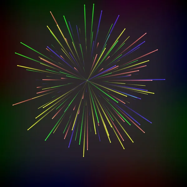 Fogos de artifício festivos abstratos coloridos sobre fundo preto . — Vetor de Stock
