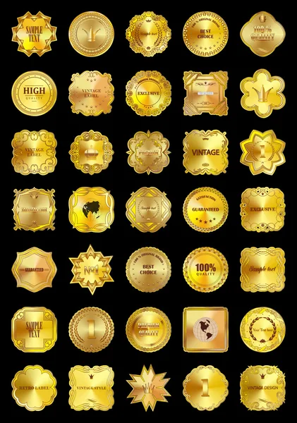 Ensemble d'éléments de design-étiquettes dorées collection de qualité supérieure — Image vectorielle