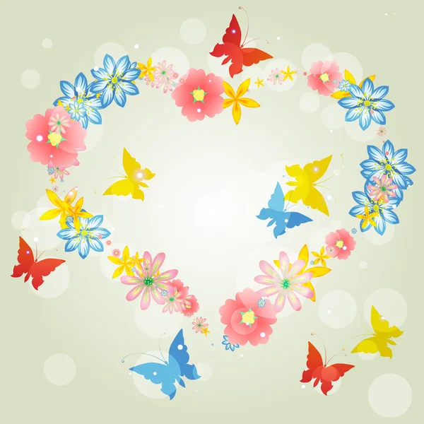 Abstract background-floral love shape. Vector heart from butterf — Stock Vector