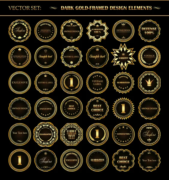 다크 골드 프레임 디자인 요소. — 스톡 벡터