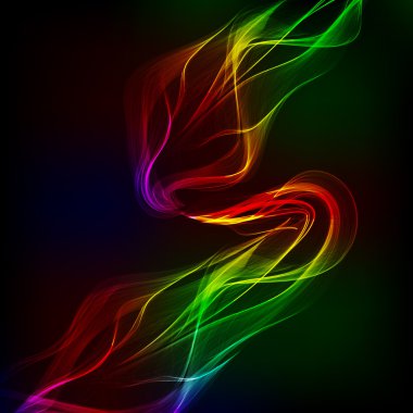 Soyut tasarım renkli dalgalar koyu arka plan üzerinde.