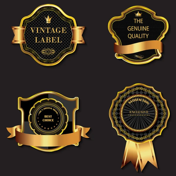 Conjunto de dourado decorativo ornamentado preto dourado-moldado etiquetas . Ilustração De Bancos De Imagens