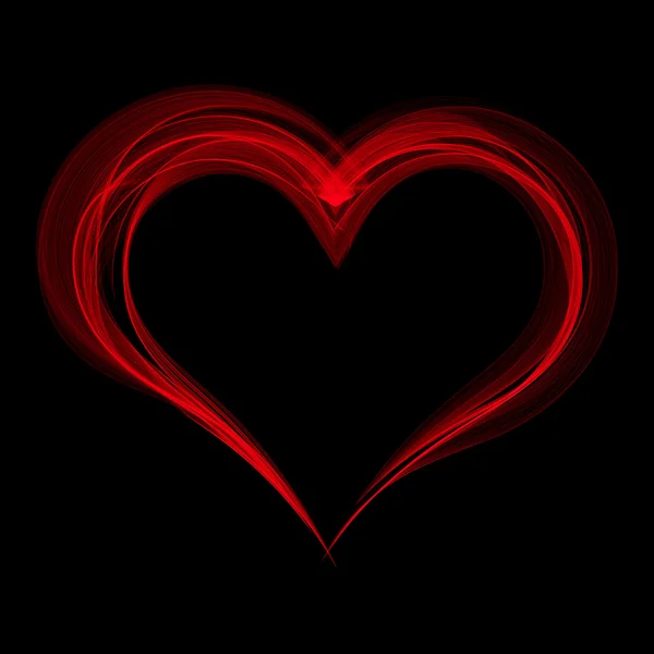 Red smoke heart on a black background. — Stock Vector