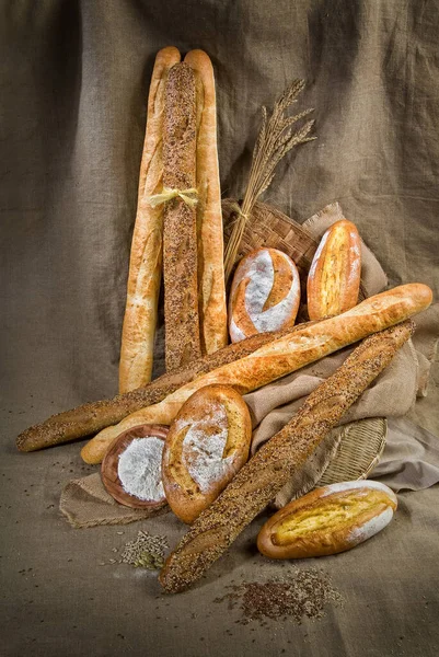 Diferentes Tipos Pão Pastelaria — Fotografia de Stock