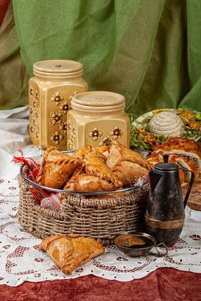 Still Life Pies Russian Country Style — Stock Photo, Image