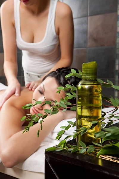 Young Attractive Woman Taking Massage Spa Procedures — Stock Photo, Image