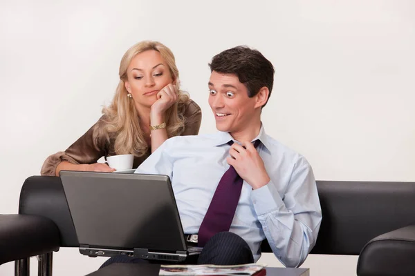 Young Man Woman Business Situation — Stock Photo, Image