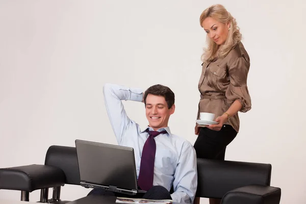 Young Man Woman Business Situation — Stock Photo, Image