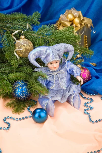 Christmas Still Life Toys Balls Studio Background — Stock Photo, Image