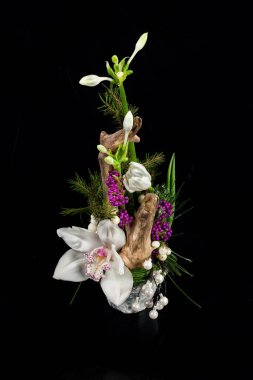 İzole edilmiş arkaplanda çiçeklerin bileşimi