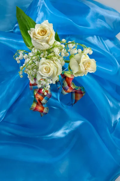 Bouquet Con Fiori Sfondo Studio — Foto Stock