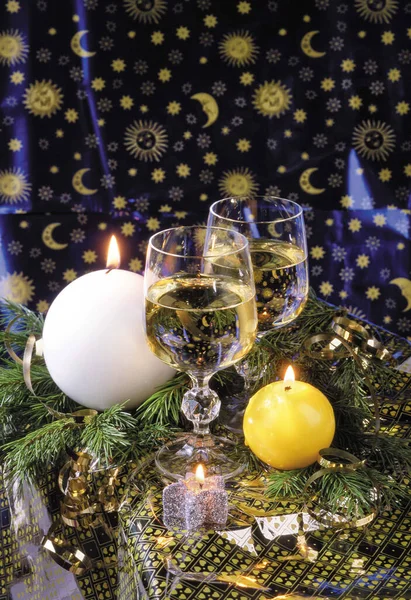 Stilleven Met Nieuwjaar Kerstaccessoires — Stockfoto