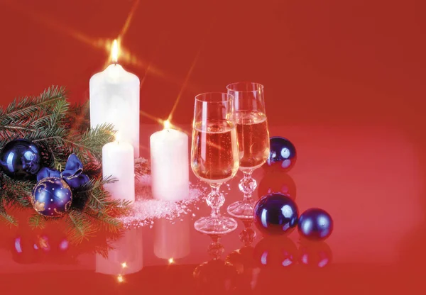 Stilleven Met Nieuwjaar Kerstaccessoires — Stockfoto