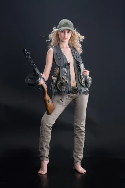 Vojenská dívka — Stock fotografie