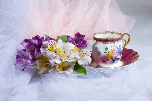 Tea ANd Flowers — Stock Photo, Image