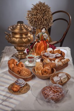 Ekmek Rus ulusal Style ile natürmort