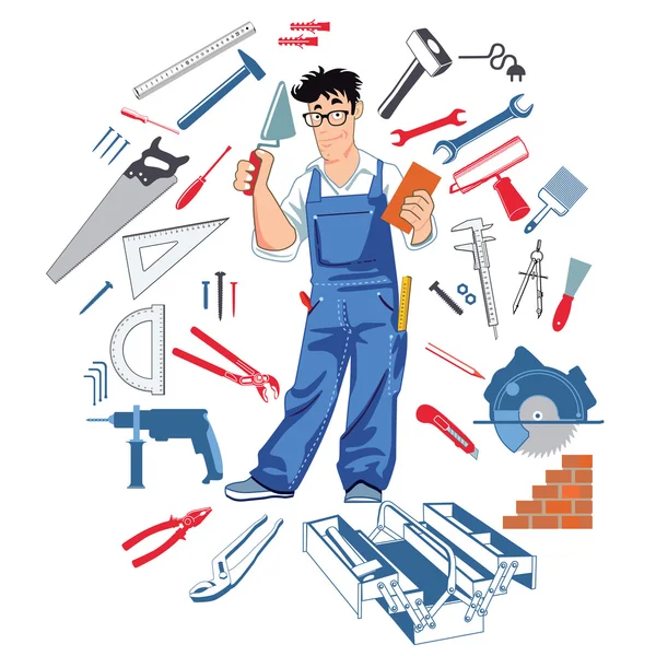 Handymann με εργαλεία — Διανυσματικό Αρχείο