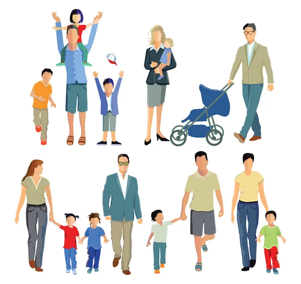 Küçük çocuklu aileler — Stok Vektör