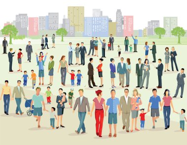 Crowd on a large square clipart