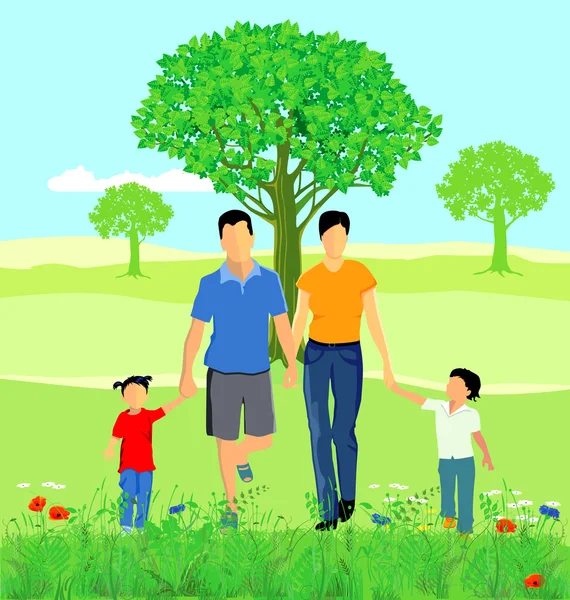 A family in nature — Stock Vector