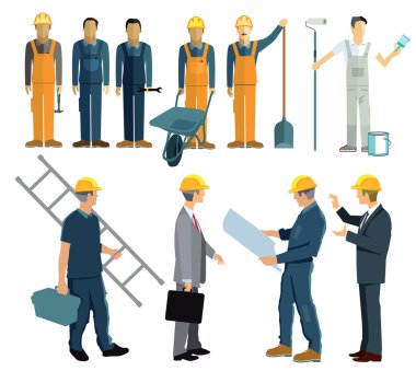 Construction planning with client and architect clipart