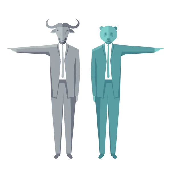 Bear and bull businessmen — Stock Vector
