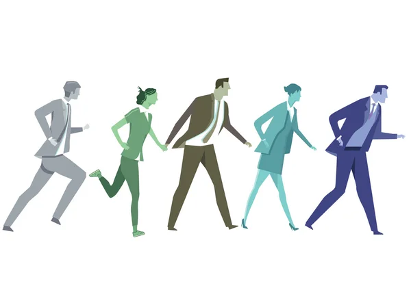 Businessmen running with competitors — Stock Vector