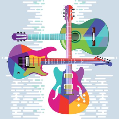 akustik ve elektro gitar seti