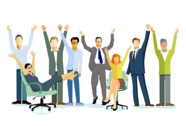 Topluluktaki neşeli iş grubu - vektör illüstrasyonu