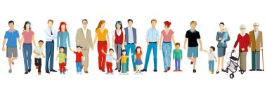 Aile grupları birlikte vektör illüstrasyonu oluşturur