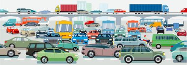 Yol kavşağında trafik sıkışıklığı, illüstrasyon