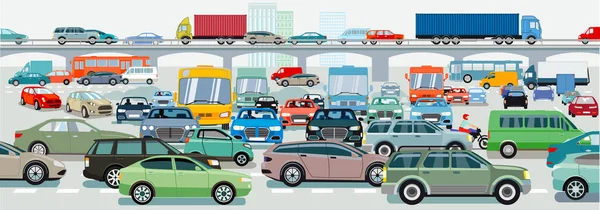 Blocco Del Traffico All Incrocio Stradale Illustrazione — Vettoriale Stock