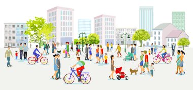 Boş zamanlarında insanlarla güneşli bir yer.