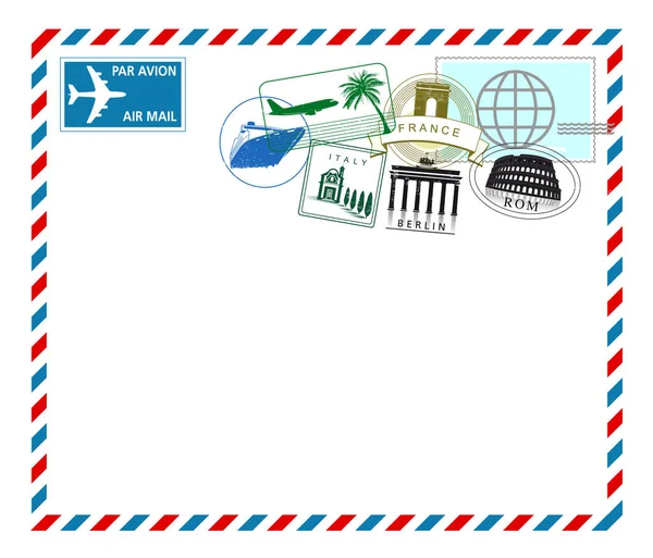 Air Mail Europe Trip — Stock Vector