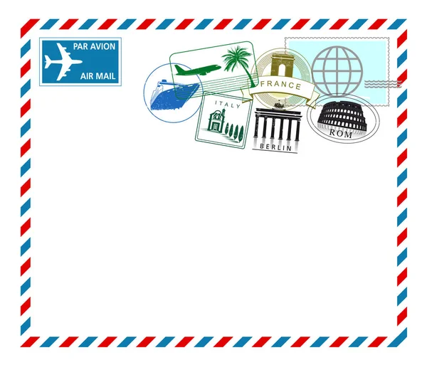 Correo Aéreo Desde Europa Viaje — Vector de stock