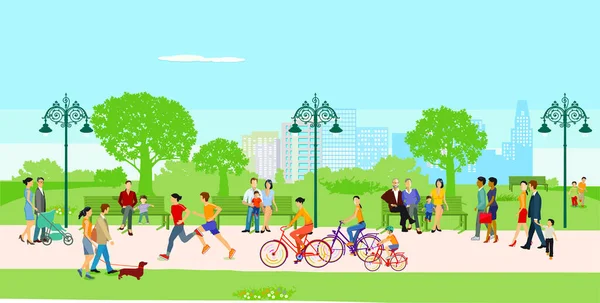 People City Park Leisure Illustration — Stock Vector