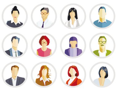 Portre yüzleri ve insanlar, illüstrasyon