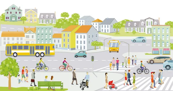Petite Ville Avec Des Maisons Campagne Dans Banlieue Illustration Vecteur — Image vectorielle