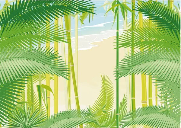 Tropical Jungle Palm Trees Seashore — Stock Vector
