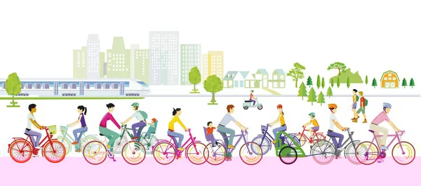 Excursión Ciclistas Bicicleta Tiempo Libre — Vector de stock