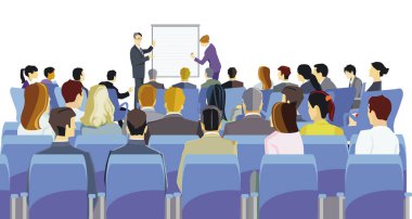 İş semineri, toplantı tartışması, illüstrasyon
