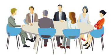 İş tavsiyesi, yuvarlak masa toplantısı illüstrasyonu