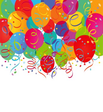 beyaz zemin üzerine konfeti ve balon