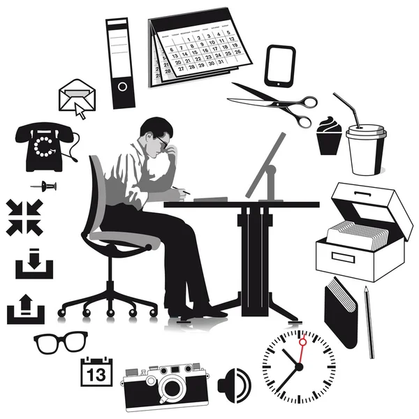 Empresario en el trabajo — Vector de stock