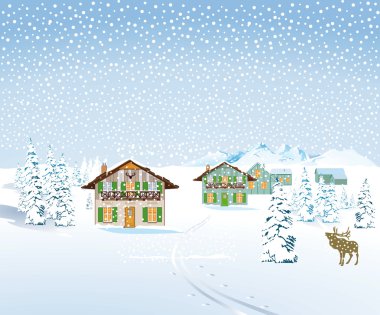 Kar manzara evleri ile