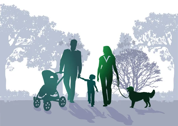 Familen walk in the park — Stock Vector